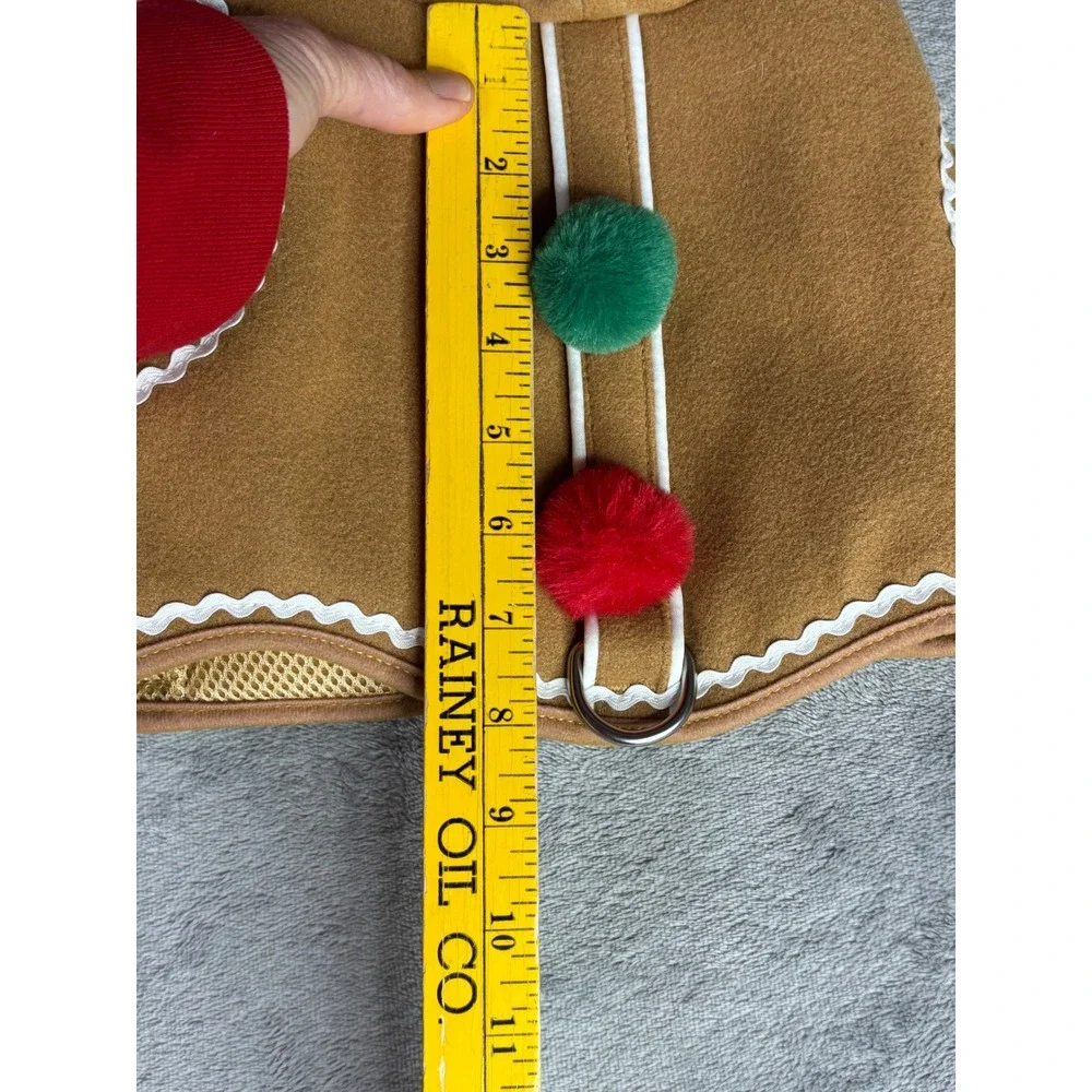 Gingerbread Dog Harness Large Tan Canvas Christmas Holiday Hooded‎ Costume